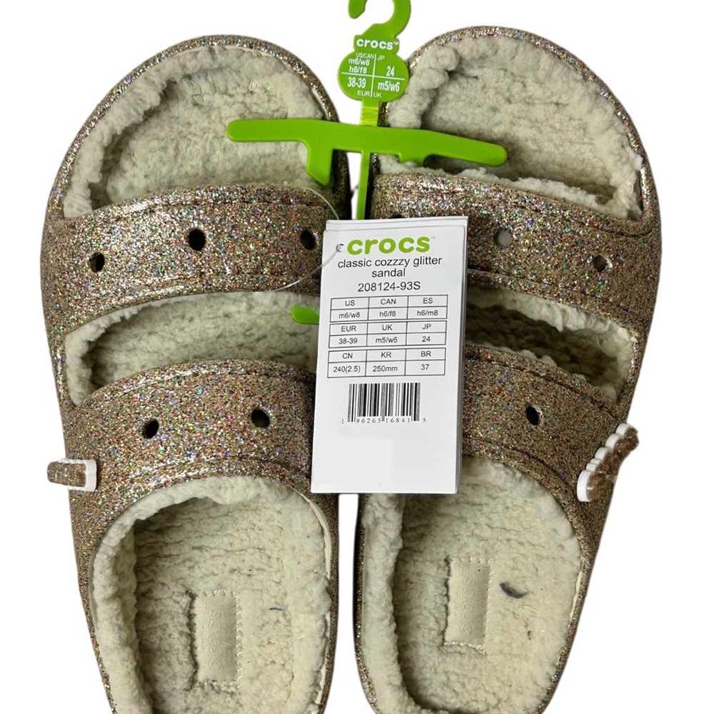 CROCS Glitter Slippers - Gold 8W-SOLD